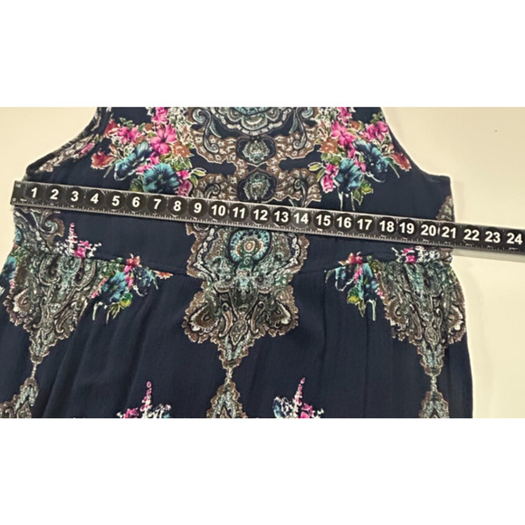 Bila Maxi Dress XL Blue Floral Crochet Tiered Cottagecore Boho Sleeveless Beachy - Picture 6 of 12